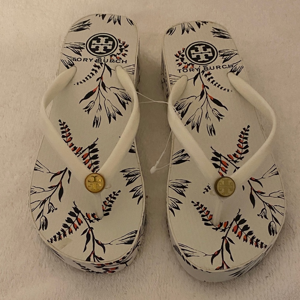 Tory Burch Cream Floral Women's Sandals